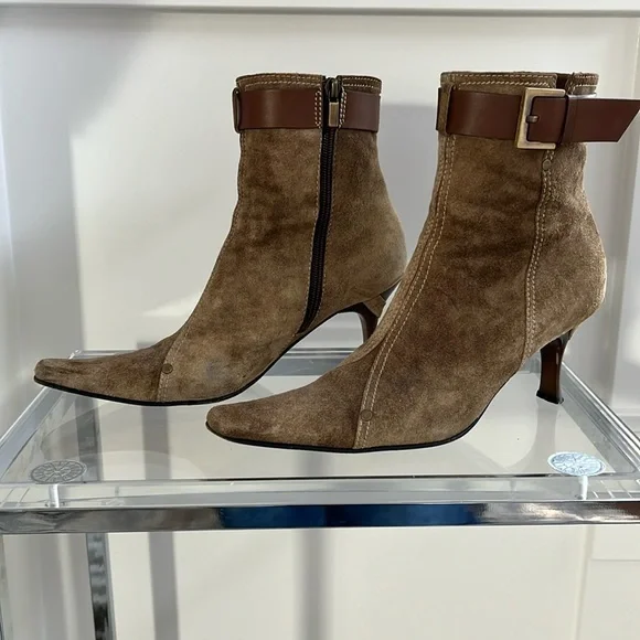 Casadei Camel Beige Suede Boots - Picture 1 of 11